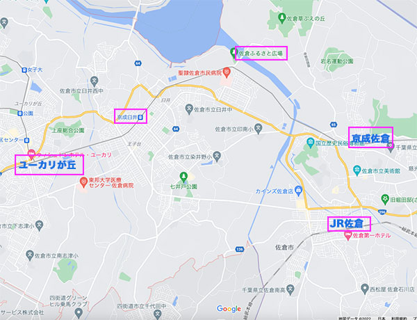 京成本線の佐倉市の駅マップ