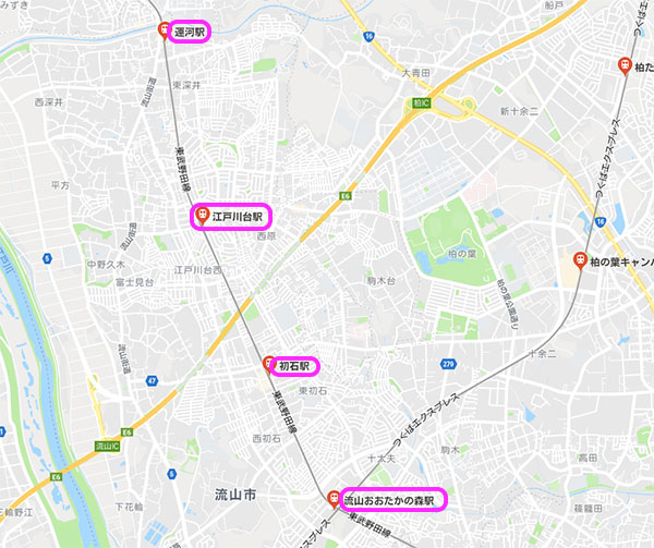 東武野田線の駅マップ