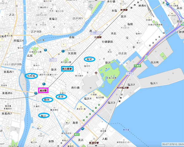 浦安市の街マップ